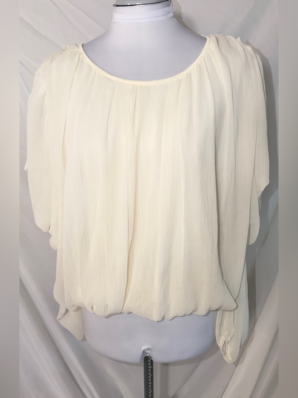 Ashley Stewart ivory crinkle poncho blouse